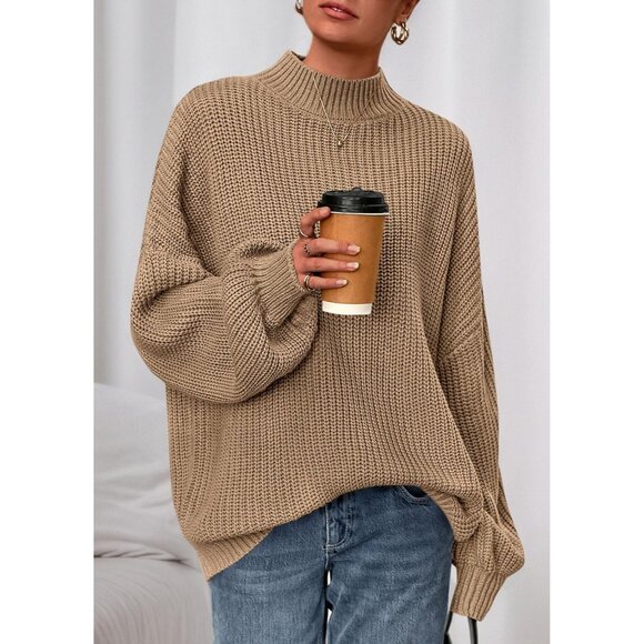 Oversized Chunky Knit Sweater Women Long Sleeve Turtleneck Casual Winter - Picture 8 of 8
